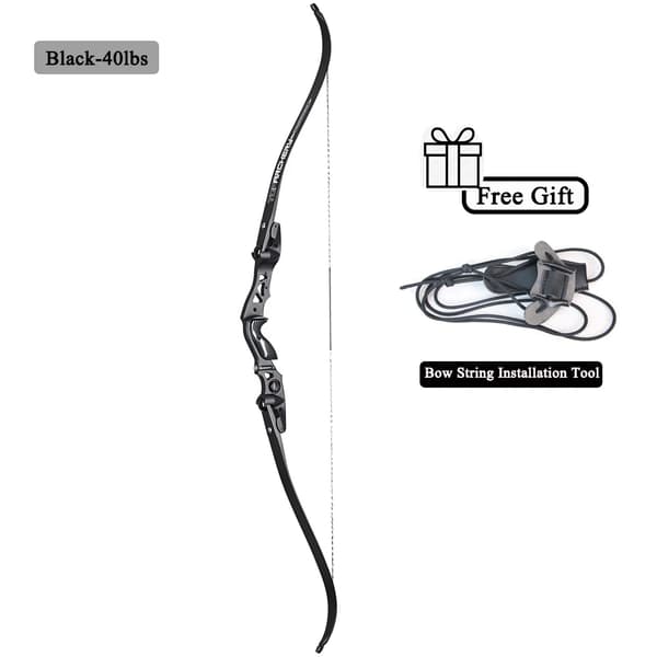 Recurve Bue, 62 Tommer Længde, Justerbare Trækvægte, Letvægtsdesign,sort-40lbs