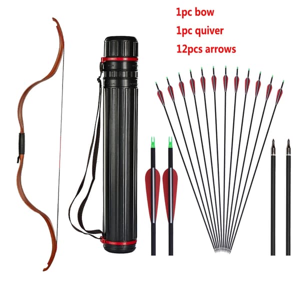 Recurve Bue og Pil Sæt, 126 cm Længde, 20 lbs Trækvægt,ZG rød A Q