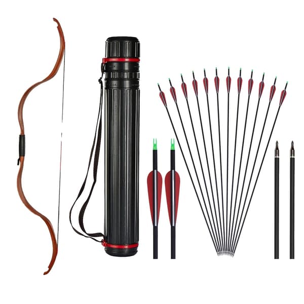 Recurve Bue og Pil Sæt, 126 cm Længde, 20 lbs Trækvægt,ZG rød A Q