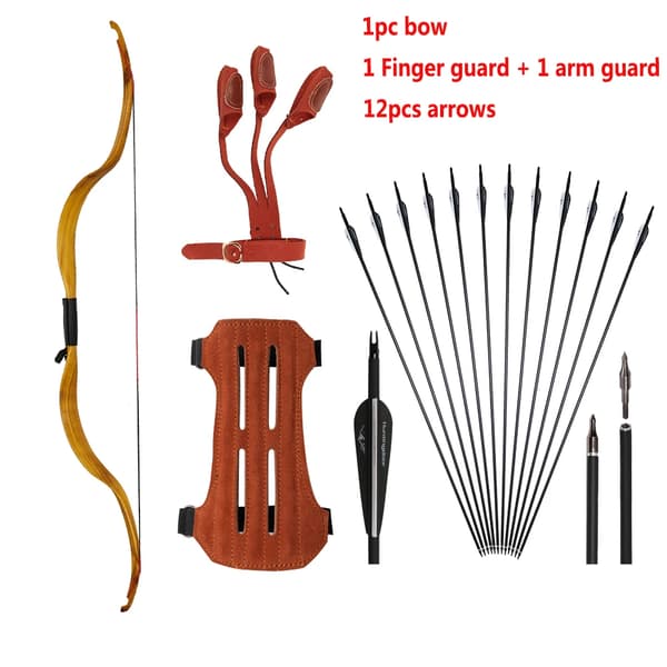 Recurve Båge och Pilset, 126 cm Längd, 20 lbs Dragvikt,YG HZHB svart A