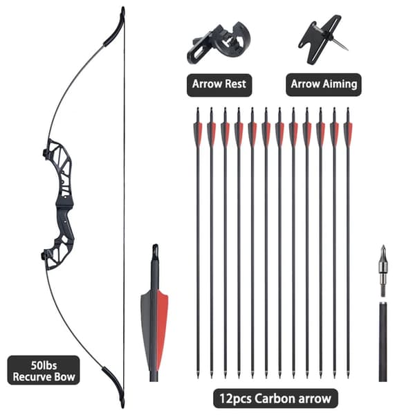 Bågskyttebåge, Demonterbar Design, Olika Dragvikter, 50lbs svart R-set