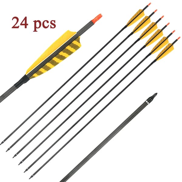 Hiilikuitu nuolet, 32 tuuman pituus, 25 g nuolen paino,Keltainen 24 kpl