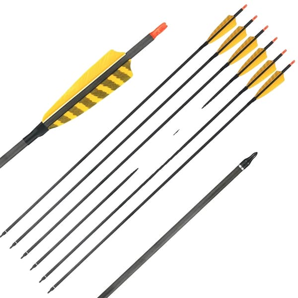 Hiilikuitu nuolet, 32 tuuman pituus, 25 g nuolen paino,Keltainen 24 kpl