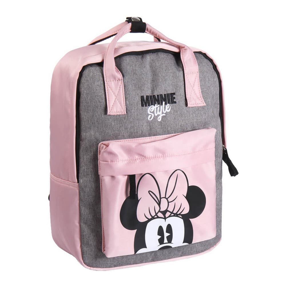 Ryggsäck Casual Minnie Mouse Style Rosa Grå (27 x 36 x 12 cm)
