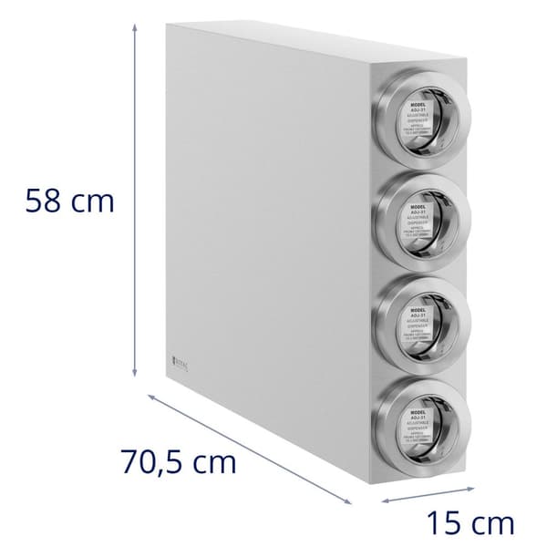 Royal Catering Muggdispenser - Fyra öppningar - Rostfritt stål - För muggar med en diameter på upp till 89 cm - Royal Catering