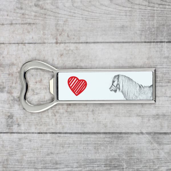 Shetlannin poni - pullonavaaja hevosella, henkilökohtainen jääkaapinavaaja, ainutlaatuinen lahja miehelle Art-Dogilta