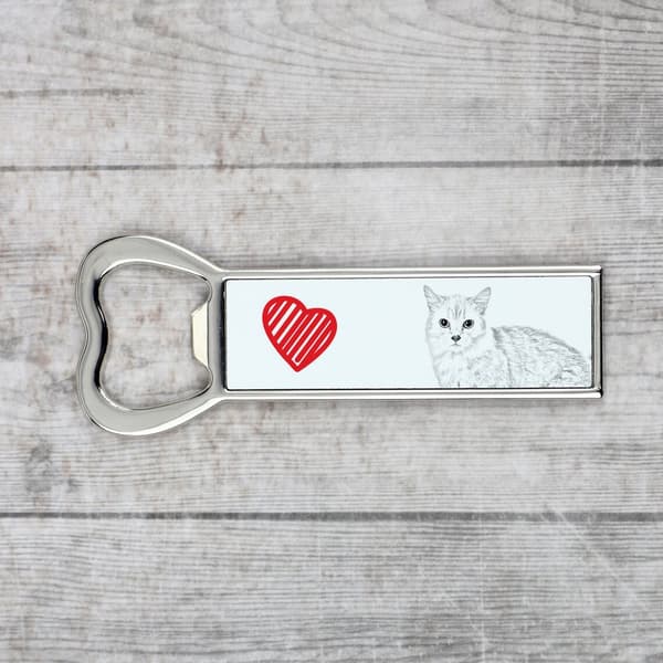 Munchkin cat - pullonavaaja kissan kanssa, henkilökohtainen jääkaapinavaaja, ainutlaatuinen lahja miehelle Art-Dogilta