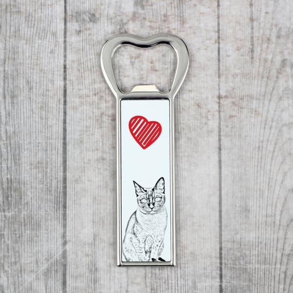 Tonkinese cat - pullonavaaja kissan kanssa, henkilökohtainen jääkaapinavaaja, ainutlaatuinen lahja miehelle Art-Dogilta