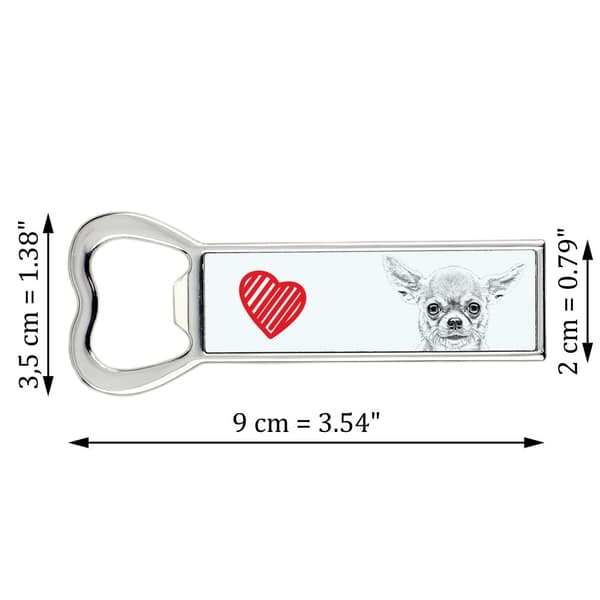 Lyhytkarvainen Chihuahua - pullonavaaja koiran kanssa, persoonallinen jääkaapinavaaja, ainutlaatuinen lahja miehelle Art-Dogilta