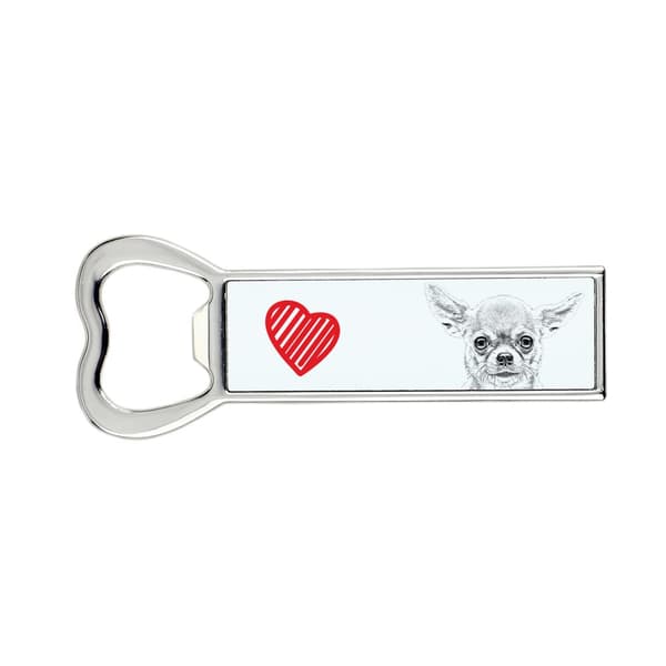 Lyhytkarvainen Chihuahua - pullonavaaja koiran kanssa, persoonallinen jääkaapinavaaja, ainutlaatuinen lahja miehelle Art-Dogilta
