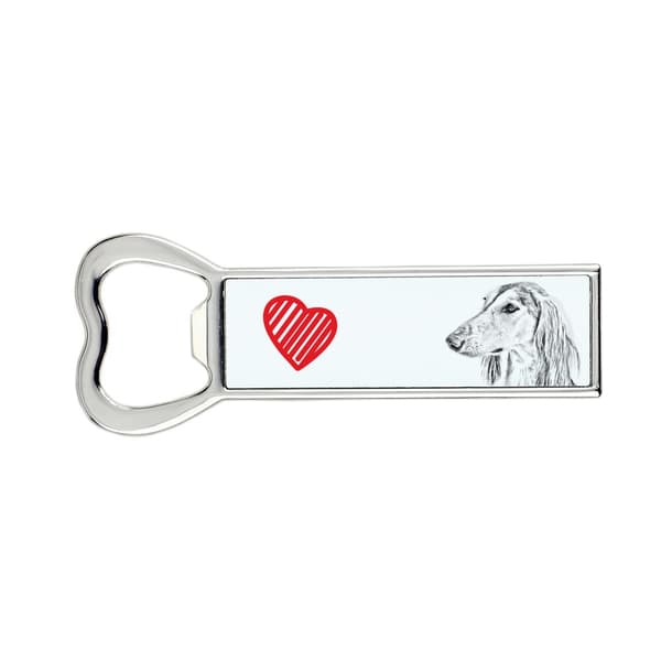 Persian Greyhound, Saluki I - pullonavaaja koiran kanssa, persoonallinen jääkaapinavaaja, ainutlaatuinen lahja miehelle Art-Dogilta