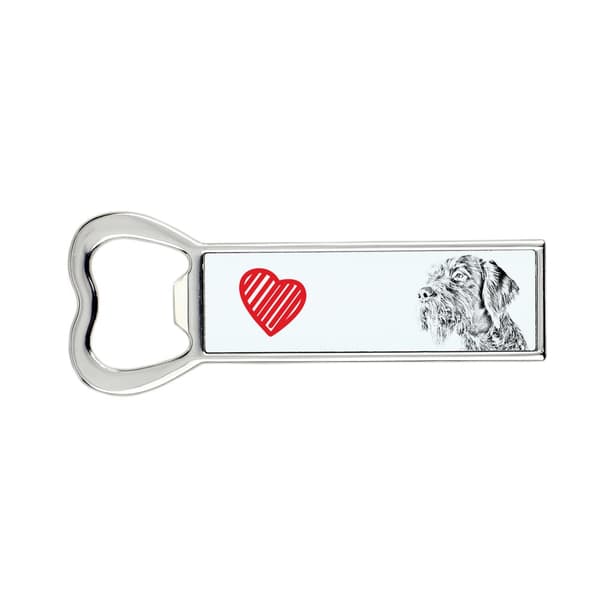 German Wirehaired Pointer, Drahthaar - pullonavaaja koiran kanssa, henkilökohtainen jääkaapinavaaja, ainutlaatuinen lahja miehelle Art-Dogilta