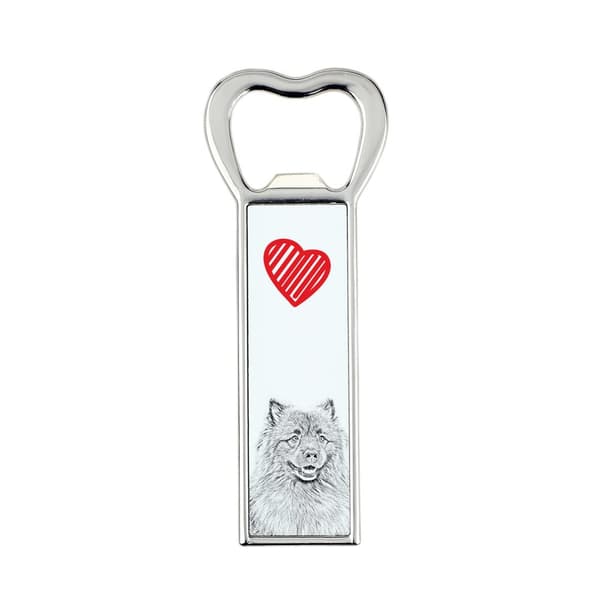 Wolf Spitz, Keeshond - flaskeåbner med en hund, personlig køleskabsåbner, unik gave til en mand fra Art-Dog