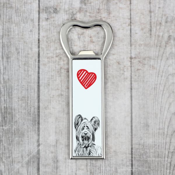 Skye Terrier - pullonavaaja koiran kanssa, henkilökohtainen jääkaapinavaaja, ainutlaatuinen lahja miehelle Art-Dogilta