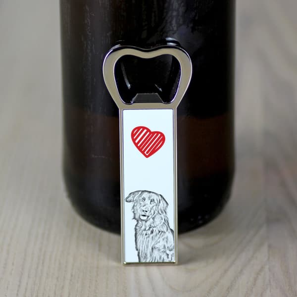 Hovawart - flasköppnare med en hund, personlig kylöppnare, unik present till en man från Art-Dog
