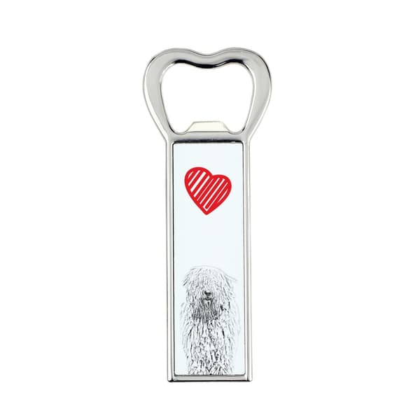 Komondor - pullonavaaja koiran kanssa, persoonallinen jääkaapinavaaja, ainutlaatuinen lahja miehelle Art-Dogilta