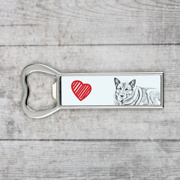 Elkhund, Norjan harmaa Elghund - pullonavaaja koiran kanssa, persoonallinen jääkaapinavaaja, ainutlaatuinen lahja miehelle Art-Dogilta