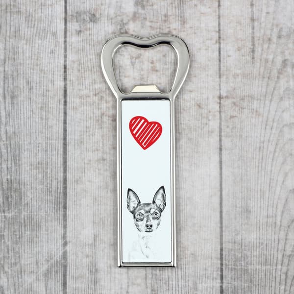 Amerikkalainen leluterrieri, Toy fox terrieri - pullonavaaja koiran kanssa, henkilökohtainen jääkaapinavaaja, Art-Dogin ainutlaatuinen lahja miehelle