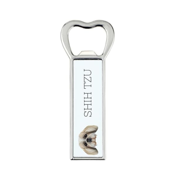 Shih Tzu, Shi tsu, Shi-Tzu, Szi-cu, Szitzu - pullonavaaja valokuvalla ja kirjoituksella Art-Dog oluelle