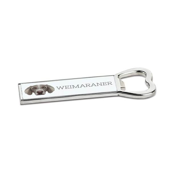 Weimaraner, Weimarinseisoja - pullonavaaja valokuvalla ja kirjoituksella Art-Dog-oluelle