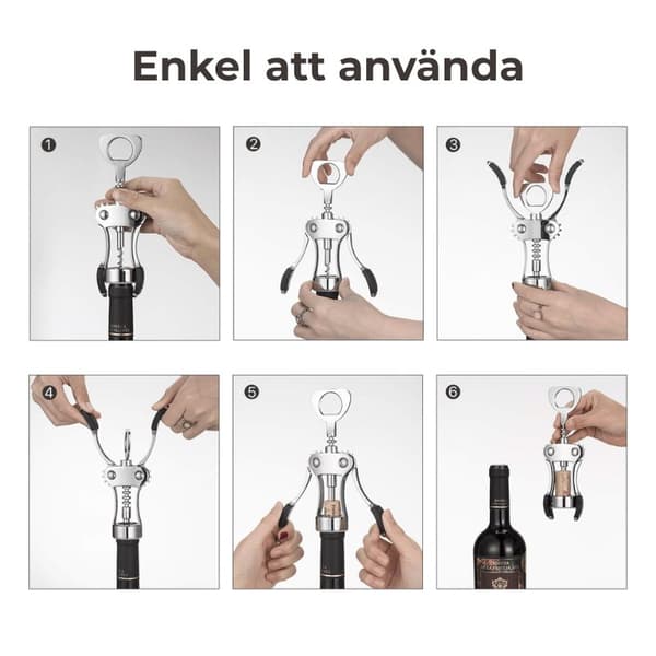 Vinåbner - Manuel korkåbner til vinflasker - Rustfrit stål