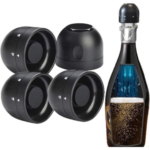 Champagnekorkar, 4 delar champagnepropp med vridströmbrytare, återanvändbara förseglade Champa A7-flaskproppar