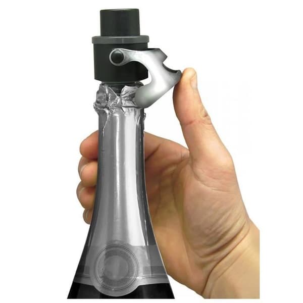 Bouchon pump - FORTUNAT - för champagne - Plast - Rostfritt stål - 3,5 cm x 7,5 cm