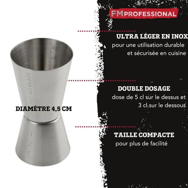 Doseur för alkohol till cocktail 5 cl och 3 cl i rostfritt stål FM Professional Drycker