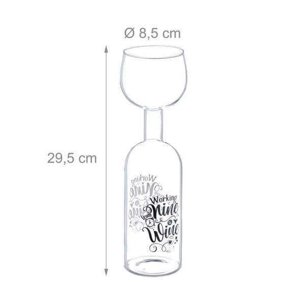 Flaska med integrerat glas - 10047478-0 - Transparent - 750 ml - Glas - Mått 29,5 x 8,5 cm