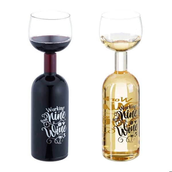 Flaska med integrerat glas - 10047478-0 - Transparent - 750 ml - Glas - Mått 29,5 x 8,5 cm
