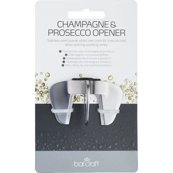 BarCraft champagneöppnare 7 x 4 cm i silver rostfritt stål