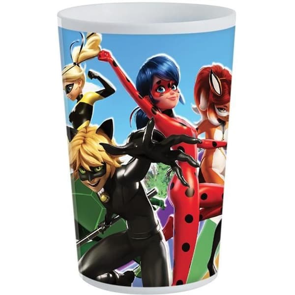 FUN HOUSE Miraculous Ladybug Måltidsset - 1 tallrik ø 22 cm, en djup tallrik ø 16 cm och ett glas 220 ml - För barn