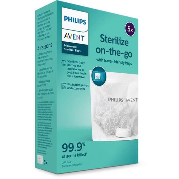Mikrovågssteriliseringspåsar - PHILIPS AVENT - 5 påsar - Vita - Baby - Blandat