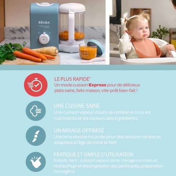 BEABA, Babycook express, babyrobot, 4 i 1 mixer-spis, Baltic blue
