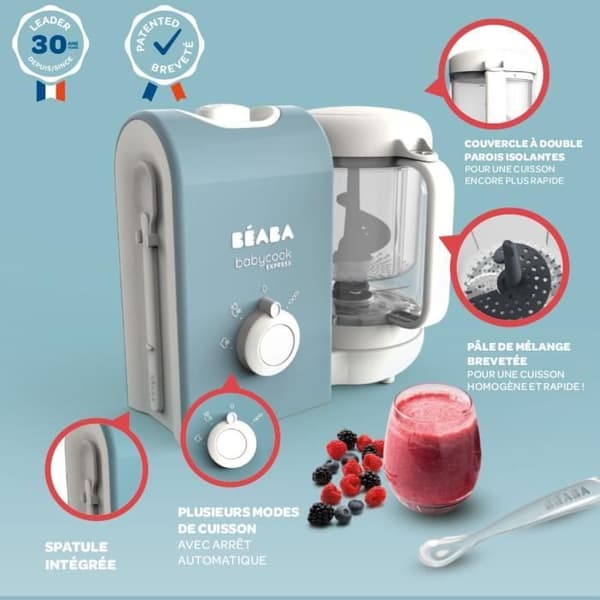 BEABA, Babycook express, babyrobot, 4 i 1 mixer-spis, Baltic blue