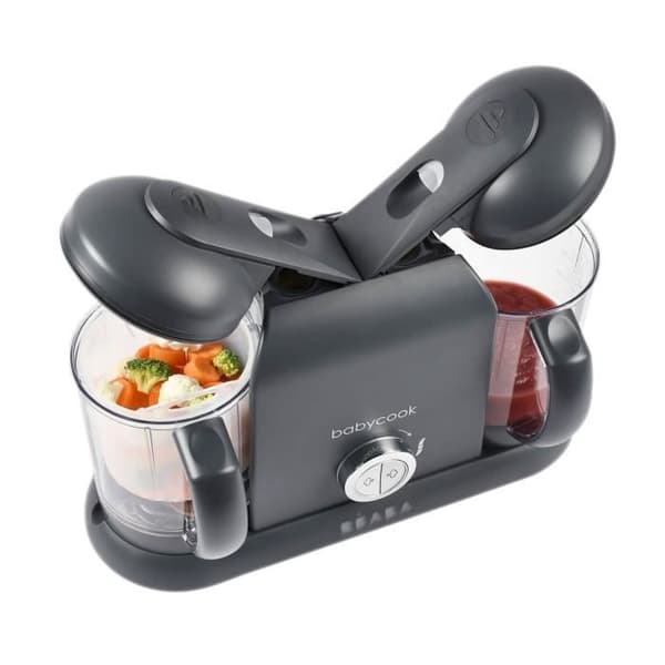 BÉABA - Babycook Duo - 4 i 1 Babyrobot Mixerkokare - Snabb ångkokning - XXL volym 2200 ml - Mörkgrå