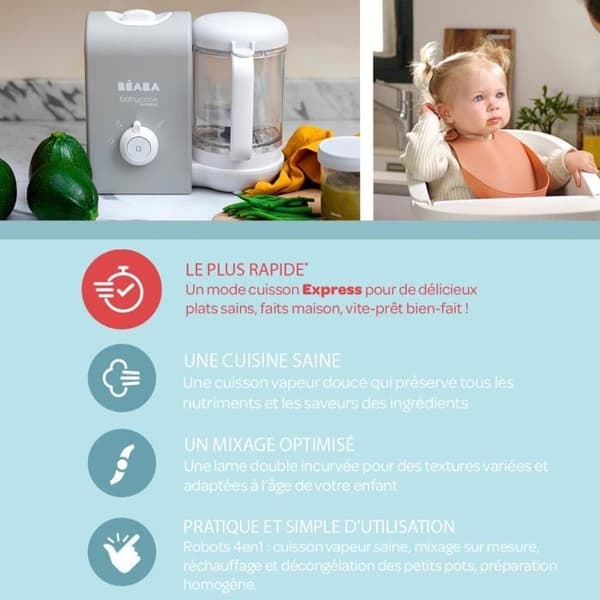 BEABA, Babycook express, babyrobot, 4 i 1 mixer-spis, sammetsgrå
