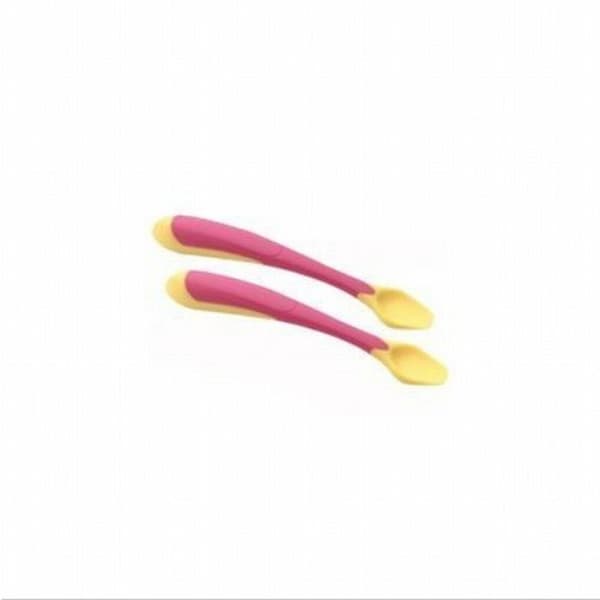Playgo Bestick för babymat - 230.0 - Playgro Soft End-skedset - Rosa/Gul