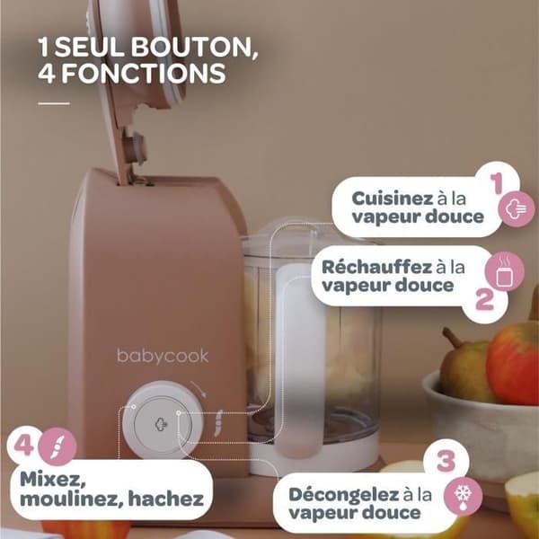 BÉABA - Babycook Solo - Robot Bebis 4 i 1 Mixer-Kokare - Ångkokning - Pralin