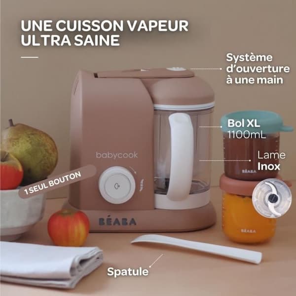 BÉABA - Babycook Solo - Robot Bebis 4 i 1 Mixer-Kokare - Ångkokning - Pralin