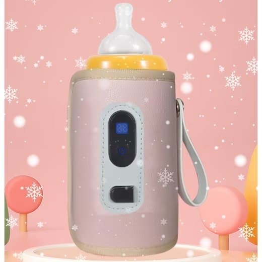 Babyflaskvärmare, Bärbar Babyflaskvärmare, USB Flaskvärmare, Justerbar Temperatur Babyflaskvärmare - Rosa/Grön