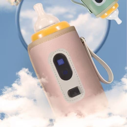 Babyflaskvärmare, Bärbar Babyflaskvärmare, USB Flaskvärmare, Justerbar Temperatur Babyflaskvärmare - Rosa/Grön