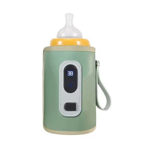 Babyflaskvärmare, Bärbar Babyflaskvärmare, USB Flaskvärmare, Justerbar Temperatur Babyflaskvärmare - Rosa/Grön