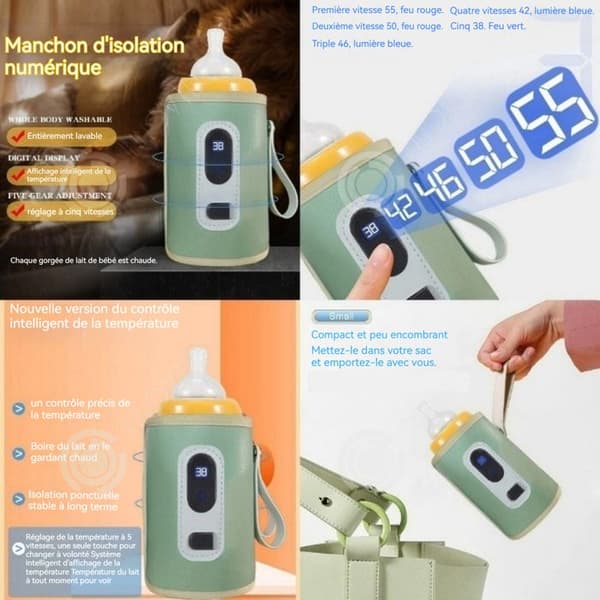 INN Intelligent flask warmer 5 hastighetsinställning LCD-display för temperatur Långvarig flaskuppvärmning