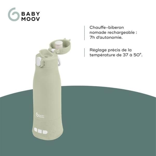 Babymoov Portabel Flaska värmare Moov &amp; Feed - 340ml - Salvia Grön - Temperaturinställning - Håller varm