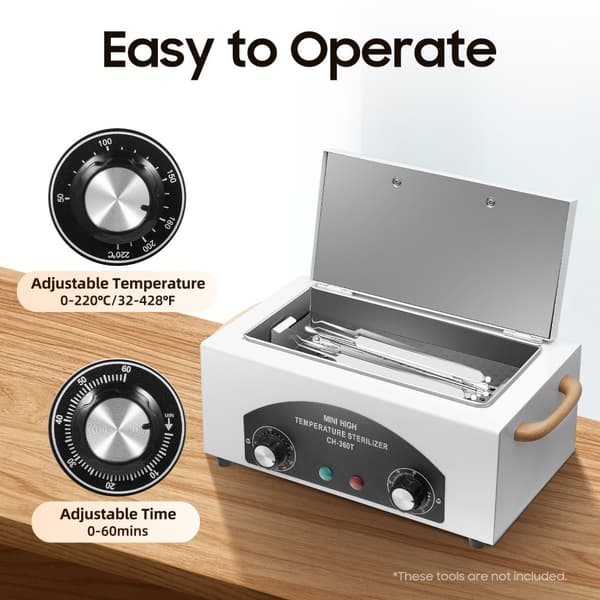 Mini højtemperatursterilisator, 300W effekt, 220°C temperaturinterval, kompakt design