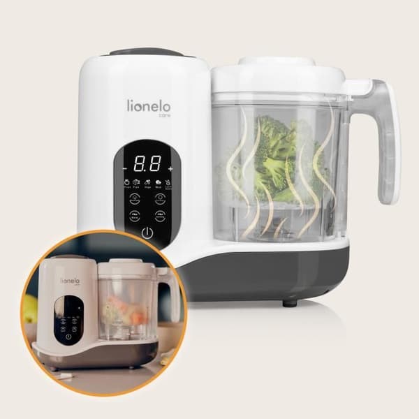 Robot baby cooker mixer för baby - LIONELO BabyMenu - Receptbok med menyer - Ångkokning - Blandning av livsmedel
