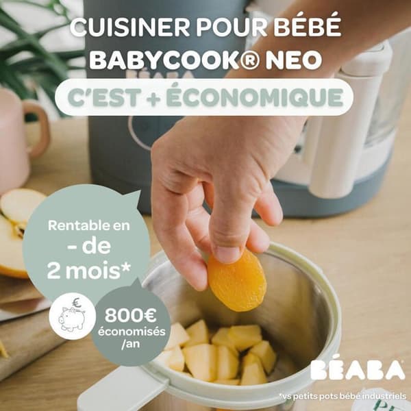 BEABA - Babycook Néo Robot Cuiseur Bébé 6 i 1 Grå Mineral