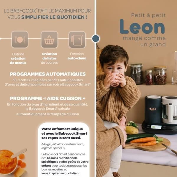 BEABA Babycook smart - ansluten - glasskål 1250 ml - antracitgrå