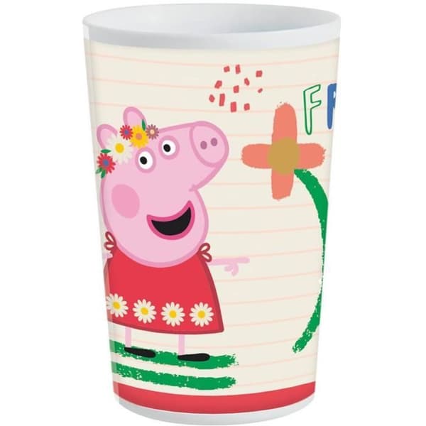 FUN HOUSE Peppa gris Måltidsset - 1 tallrik ø 22 cm, en djup tallrik ø 16 cm och ett glas 220 ml - För barn